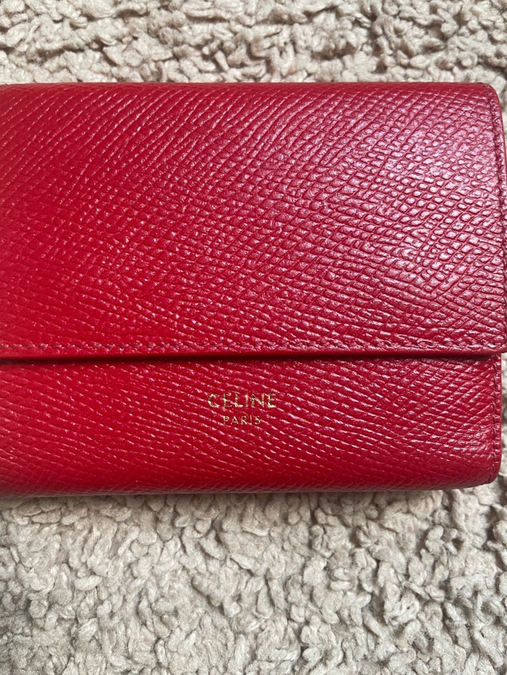 Celine Trifold Red Leather Wallet